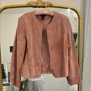 CHELSEA CAMBELL Suede blazer leather lightweight jacket size large dusty pink